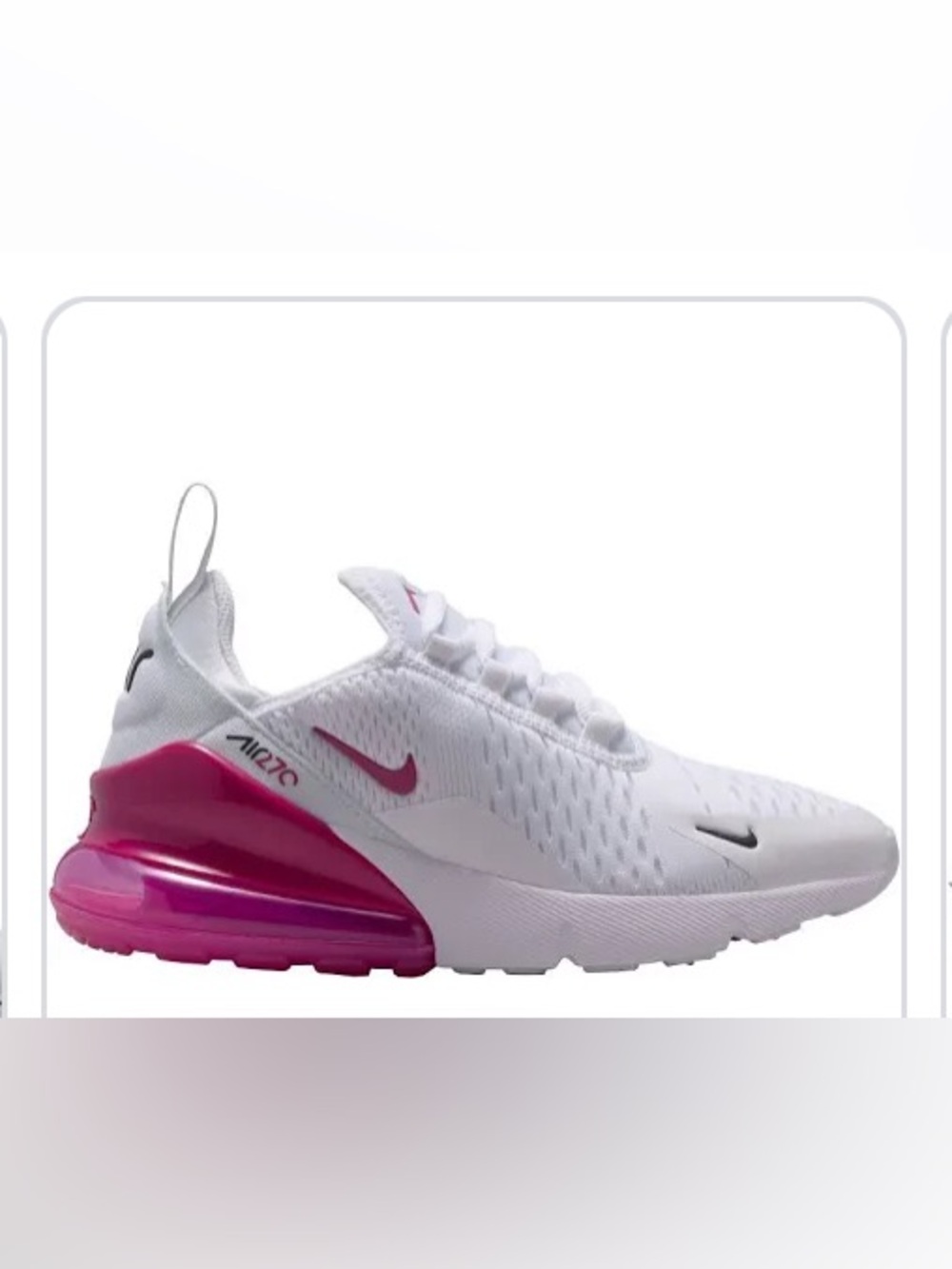 Nike Air Max 270 White & Pink Athletic Sneaker size 6Y